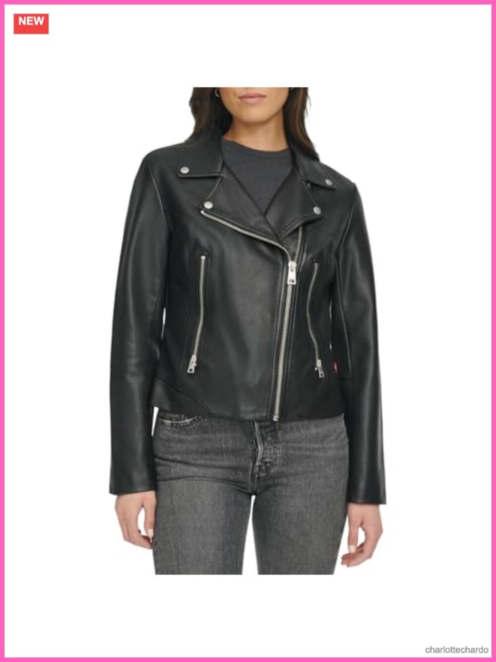 Vegan Leather Moto Jacket Asymmetrical Zip Snap Lapel